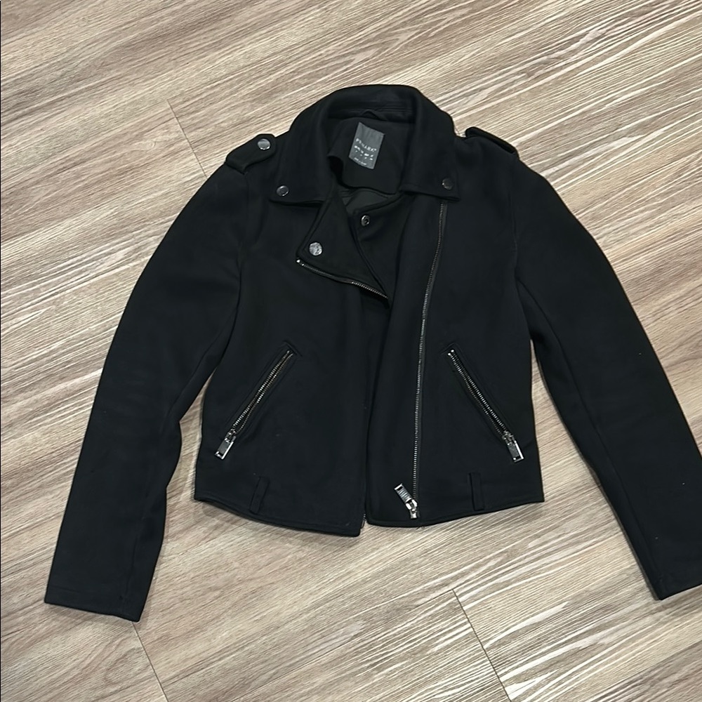 Primark Black Leather Moto Jacket Asymmetrical Design